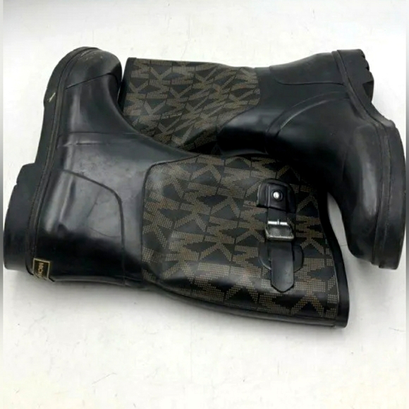 Michael Kors Designer MK Black And Brown Rain Boots  Women's 8 - Picture 3 of 7